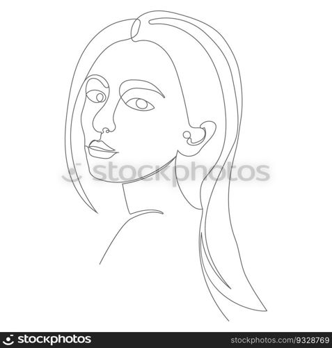 Abstract portrait of a woman in continuous line style. Illustration for posters, prints and creative design