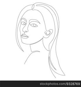 Abstract portrait of a woman in continuous line style. Illustration for posters, prints and creative design