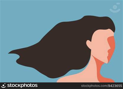Abstract portrait of a woman with flowing hair. Faceless woman portrait. Vector illustration