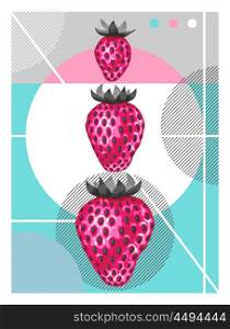 Abstract poster with strawberries in a pop art style. Abstract poster with strawberries in a pop art style.