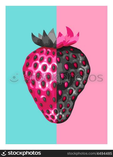 Abstract poster with strawberries in a pop art style. Abstract poster with strawberries in a pop art style.