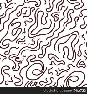 Abstract print with curved and wavy lines, textile or textures on white. Background or print, seamless pattern with contemporary design, relief and decorative ornaments. Vector in flat style. Curved and wavy lines, abstract seamless pattern