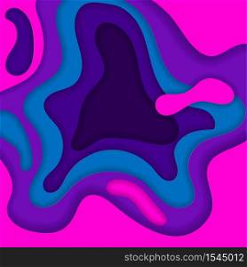 Abstract purple and blue 3D paper cut background. Abstract wave shapes. Vector format