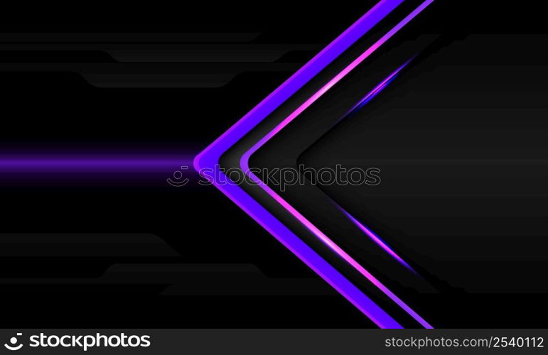 Abstract purple arrow direction on grey metallic technology geometric design modern futuristic background vector illustration.