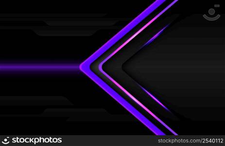 Abstract purple arrow direction on grey metallic technology geometric design modern futuristic background vector illustration.