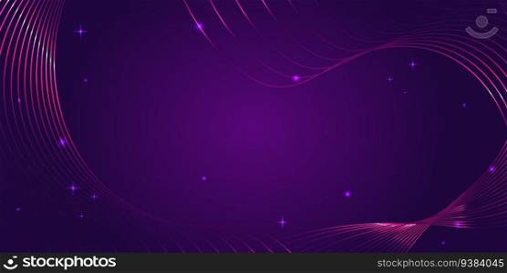 Abstract purple background. Rectangular banner template with shiny wave lines. Glowing decor elements. Background with copy space. Vector illustration.. Abstract purple background. Rectangular banner template with shiny wave lines. Glowing decor elements. Background with copy space. Vector illustration