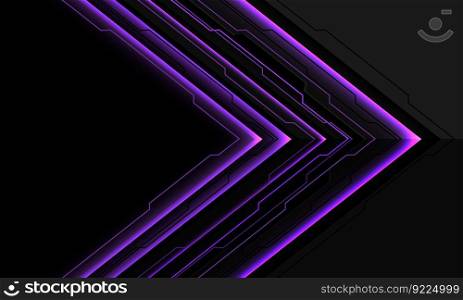 Abstract purple circuit black cyber arrow direction geometric overlap on grey blank space design modern futuristic background vector	