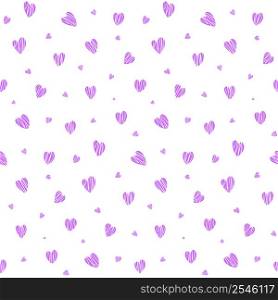 Abstract Purple Heart Vector Seamless Pattern. Awesome for classic product design, fabric, backgrounds, invitations, packaging design projects. Surface pattern design.