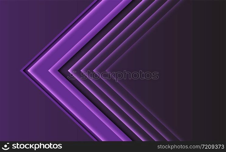 Abstract purple light arrow direction on dark design modern futuristic background vector illustration.