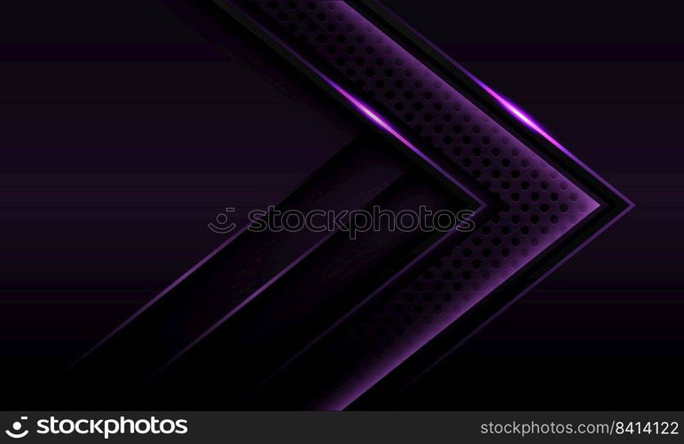 Abstract purple light line arrow direction circle mesh shadow design modern luxury futuristic technology background vector illustration.