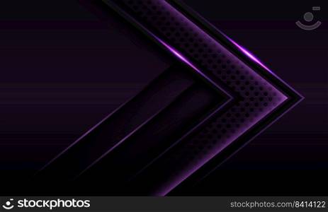 Abstract purple light line arrow direction circle mesh shadow design modern luxury futuristic technology background vector illustration.