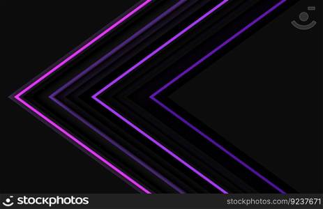 Abstract purple light neon grey metallic black shadow arrow direction pattern design modern futuristic technology background vector illustration.