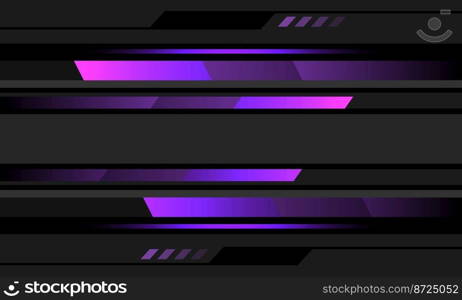 Abstract purple neon light line geometric cyber on grey black circuit design modern futuristic technology background vector illustration.