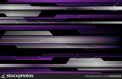 Abstract purple silver metal black cyber futuristic technology geometric design modern background vector illustration.