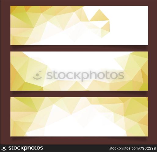 Abstract Purple Triangular Polygonal banners set