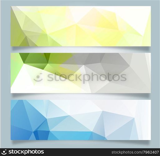 Abstract Purple Triangular Polygonal banners set