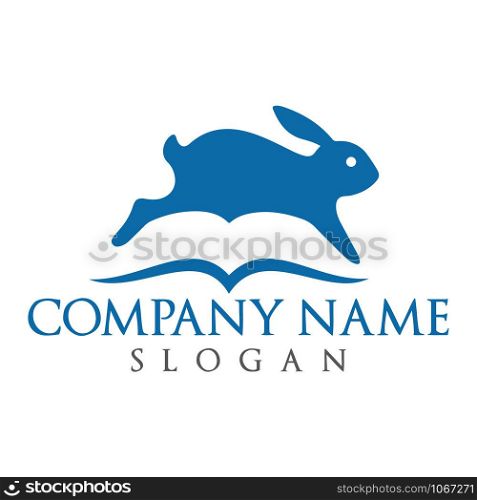 Abstract Rabbit and book vector logo design. School and publishing company logo.