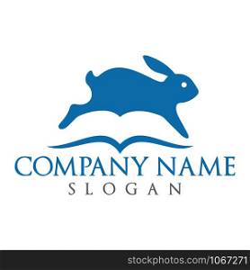 Abstract Rabbit and book vector logo design. School and publishing company logo.