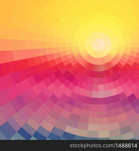 Abstract radial colorful sunset technology background dots.. Abstract radial colorful sunset technology background