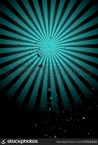 Abstract radiating shades of blue background with grunge effect
