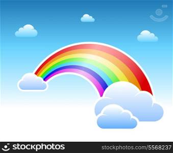 Abstract rainbow and clouds symbol vector illustration