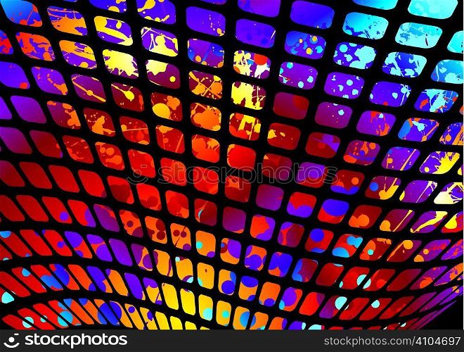 Abstract rainbow ink splat background with wave mesh
