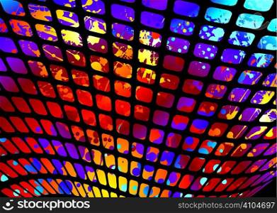 Abstract rainbow ink splat background with wave mesh