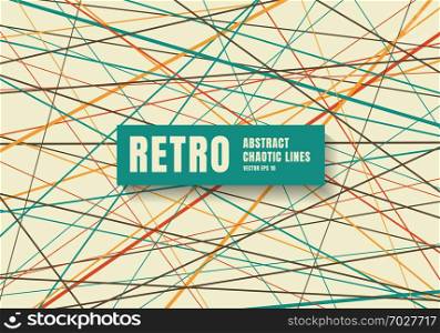 Abstract random chaotic lines pattern and texture background. Geometric design element for creating modern art retro color style. Vector illustration