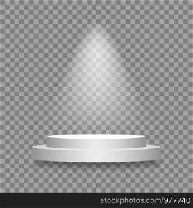 Abstract realistic circle podium with shadow. Vector. Abstract realistic circle podium