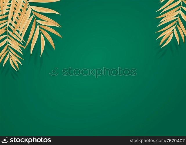 Abstract Realistic Golden Palm Leaf Tropical Background. Vector illustration. Abstract Realistic Golden Palm Leaf Tropical Background. Vector illustration. EPS10