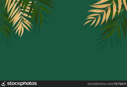Abstract Realistic Green and Golden Palm Leaf Tropical Background. Vector illustration. Abstract Realistic Green and Golden Palm Leaf Tropical Background. Vector illustration EPS10