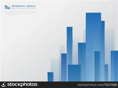 Abstract rectangle blue design pattern of minimal technology with copy space background. Decorate for ad, poster, artwork, template design. illustration vector eps10