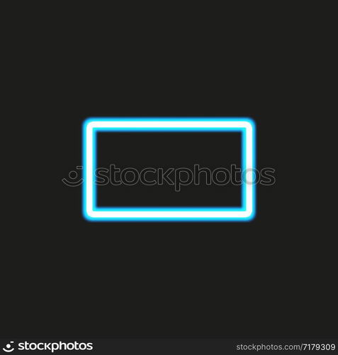 Abstract rectangle blue neon frame, vector illustration, isolated on black background.. Abstract rectangle blue neon frame, vector illustration, isolated on black background