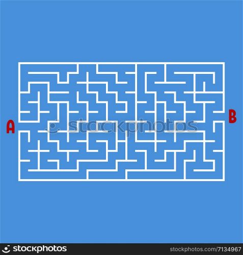 Abstract rectangular maze. Game for kids. Puzzle for children. One entrance, one exit. Labyrinth conundrum. Flat vector illustration isolated on white background.. Abstract rectangular maze. Game for kids. Puzzle for children. One entrance, one exit. Labyrinth conundrum. Flat vector illustration isolated on color background.