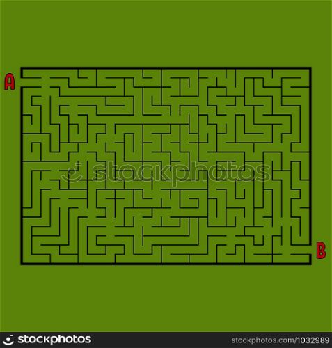 Abstract rectangular maze. Game for kids. Puzzle for children. One entrances, one exit. Labyrinth conundrum. Simple flat vector illustration isolated on color background.