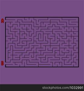 Abstract rectangular maze. Game for kids. Puzzle for children. One entrances, one exit. Labyrinth conundrum. Simple flat vector illustration isolated on color background.