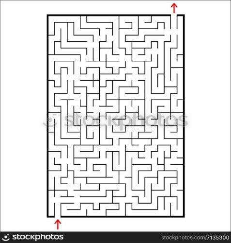 Abstract rectangular maze. Game for kids. Puzzle for children. One entrances, one exit. Labyrinth conundrum. Simple flat vector illustration isolated on white background.