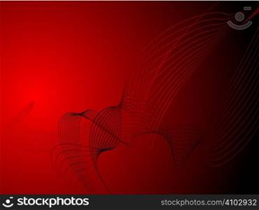 Abstract red and black background with flowing lines