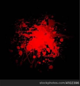 abstract red and black blood spot with ink splats