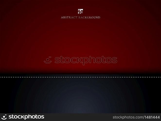 Abstract red and black gradient background with dashed line sew. You can use for template cover brochure, poster, banner web, etc. Vector illustration