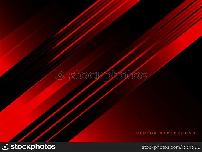 Abstract red and black technology with overlapping diagonal lines. Vector illustration