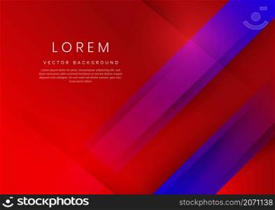 Abstract red and blue gradient geometric diagonal background. You can use for ad, poster, template, business presentation. Vector illustration