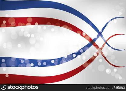 Abstract red and blue translucent banner and bubbles on shimmering background