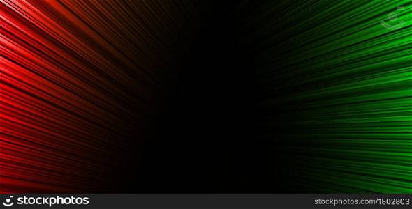 Abstract red and green elegant stripe diagonal lines light on black background. Vector illustration