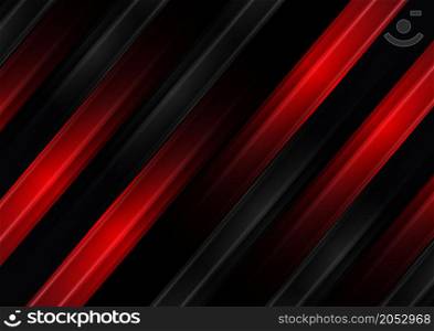 Abstract red and grey gradient geometric diagonal overlapping on black background with copy space for text. Vector illustration