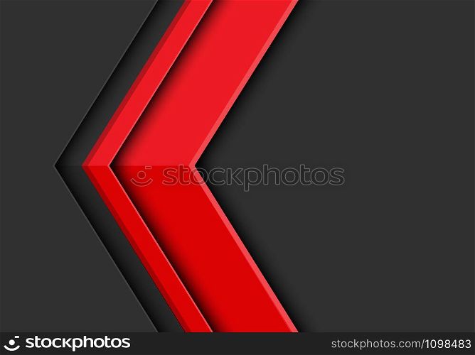 Abstract red arrow 3D direction on dark grey bank space design modern futuristic background vector illustration.