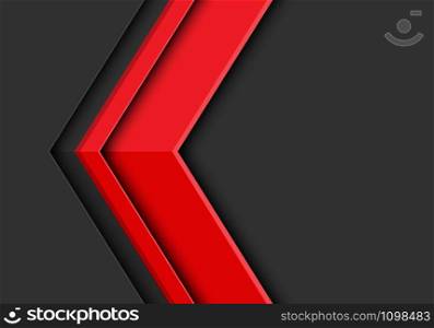 Abstract red arrow 3D direction on dark grey bank space design modern futuristic background vector illustration.