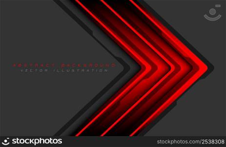 Abstract red arrow cyber technology direction on grey design modern futuristic background vector illustration.