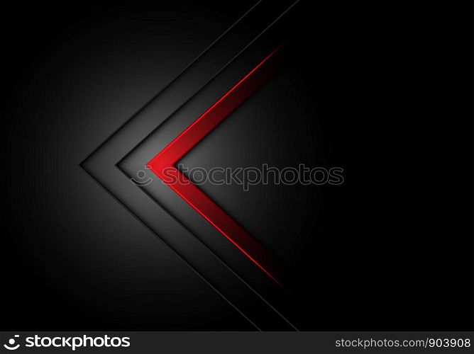 Abstract red arrow direction dim light on black design modern futuristic background vector illustration.