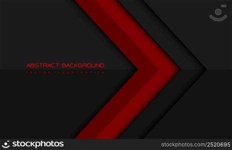Abstract red arrow direction geometric on grey with blank space design modern futuristic background vector